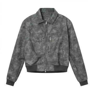 AIDASE  -  Autumn Casual Solid Color Slim Short Coats Men Vintage Zipper Lapel Jacket Cardigan Stylish Multi Pockets Cargo Jackets For Mens aidase-shop